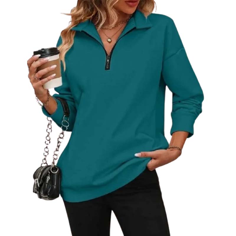 ⏰Hot Sale-Womens Zip-Up Dropped Shoulder Sweatshirt