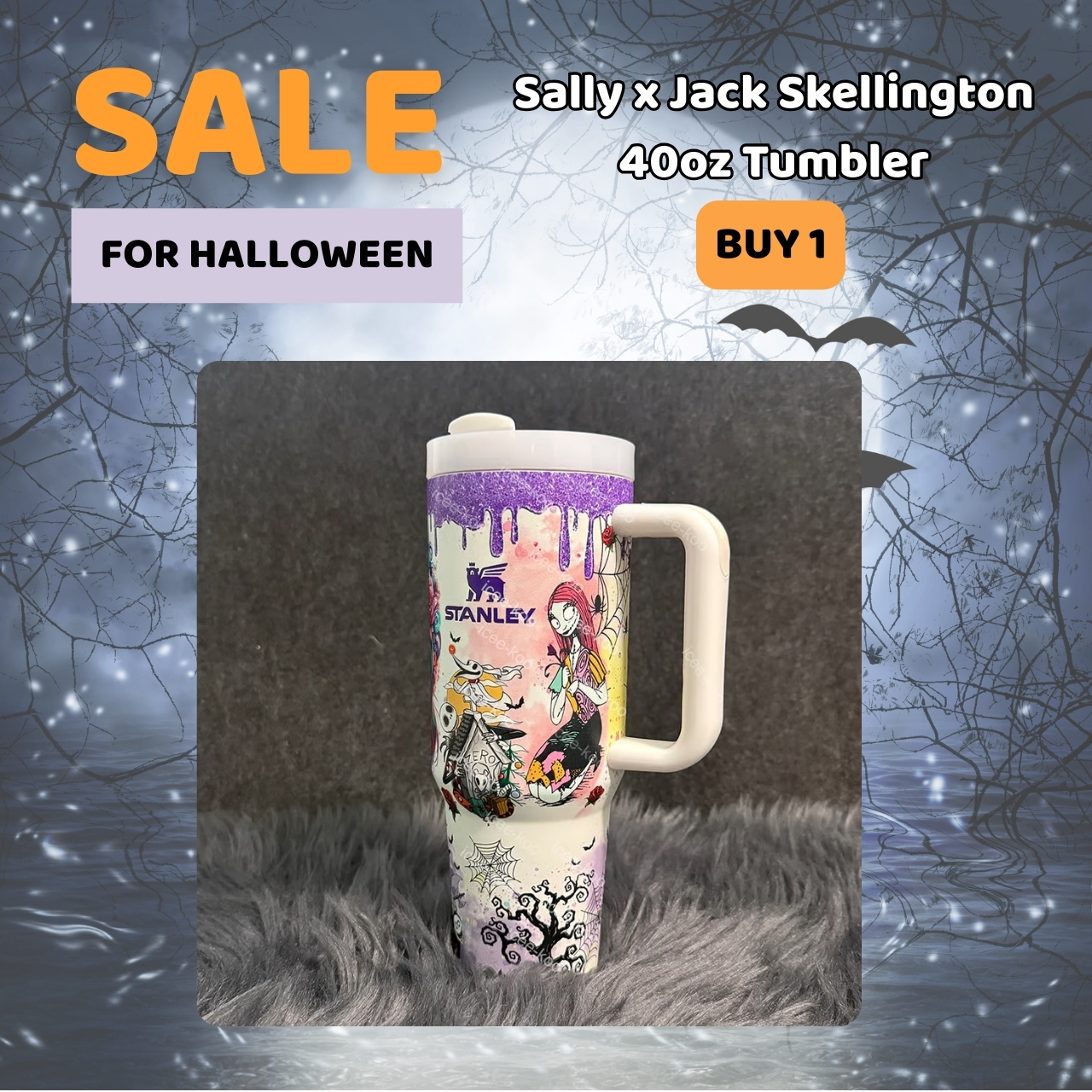 💥 2025 MEGA SALE OFF ️🔥 Glow-in-the-dark Sally x Jack Skellington 40oz Tumbler 💀