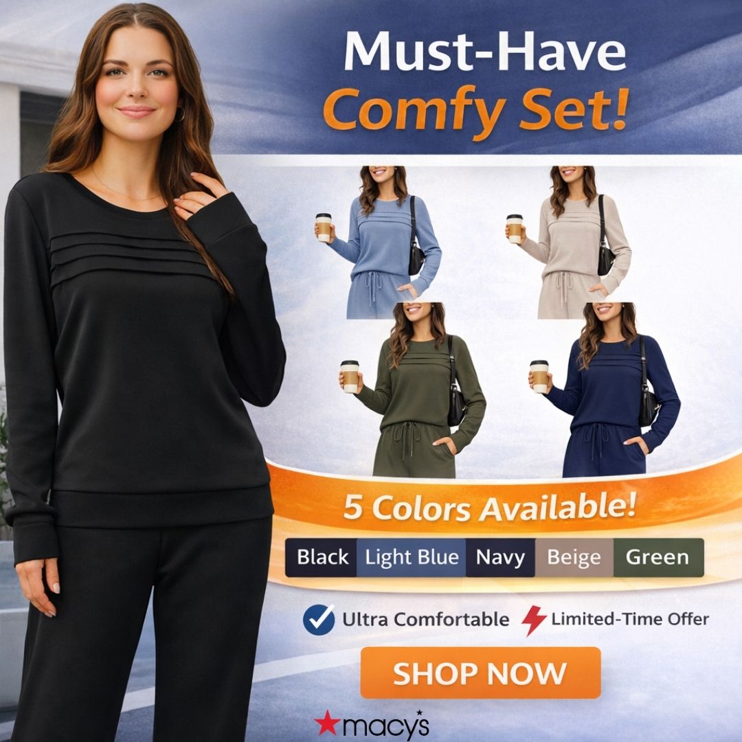 Macy’s Anniversary Sale 55% OFF ✨ Women’s Crew Neck Lounge Set - Soft Cotton Top & Drawstring Pants