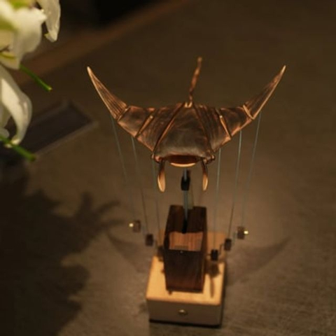 Upgraded Version Handmade Wooden Electric Bionic Manta Ray Ornament