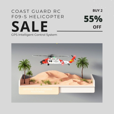 ⚡FLASH DEAL - CLEARANCE WAREHOUSE🚁Coast Guard RC F09-S Helicopter, 1/47 Scale 2.4G 6CH Gyro RC Helicopter w/ GPS Intelligent Control System