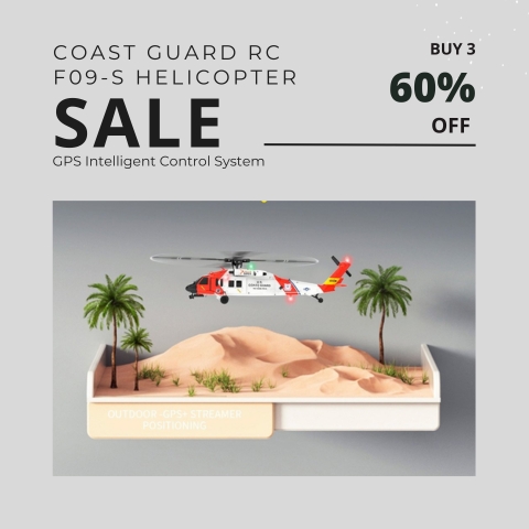 ⚡FLASH DEAL - CLEARANCE WAREHOUSE🚁Coast Guard RC F09-S Helicopter, 1/47 Scale 2.4G 6CH Gyro RC Helicopter w/ GPS Intelligent Control System