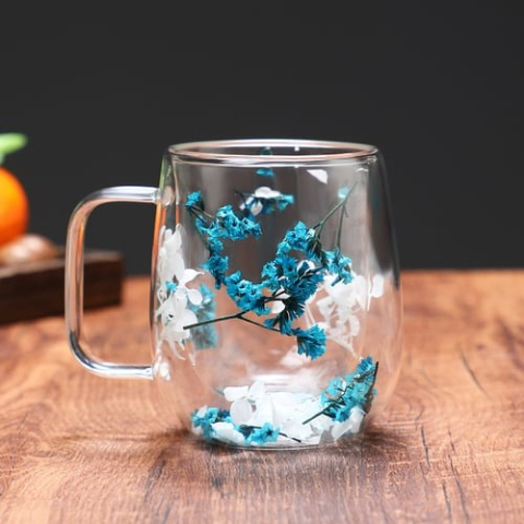 🎅Christmas Pre Sale 🎄🌸Transparent Double Glass Flower Tea Cup