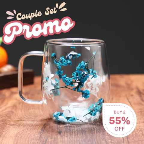 🎅Christmas Pre Sale 🎄🌸Transparent Double Glass Flower Tea Cup