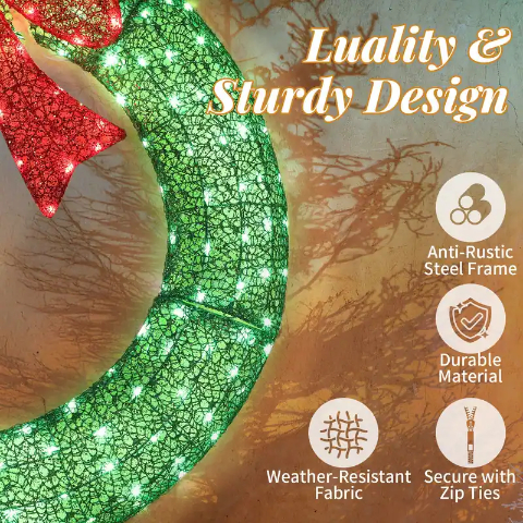 🎄✨ Exclusive Sparkle-Now Pre-Sale! 🎀 Pre-Lit Luxury Large Christmas Wreath – Perfect for Outdoor Elegance