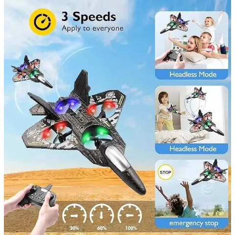 49% OFF 🎉🎉RC Stunt Fighter Jet Toy for Kids with 360° Flips & LED Lights