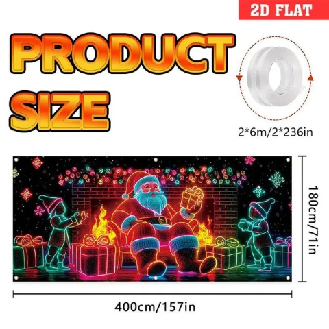🔥Time-Limited Special🎄UV Reactive Christmas Garage Door Banner