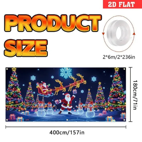 🔥Time-Limited Special🎄UV Reactive Christmas Garage Door Banner