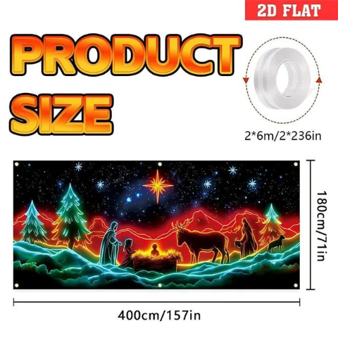 🔥Time-Limited Special🎄UV Reactive Christmas Garage Door Banner