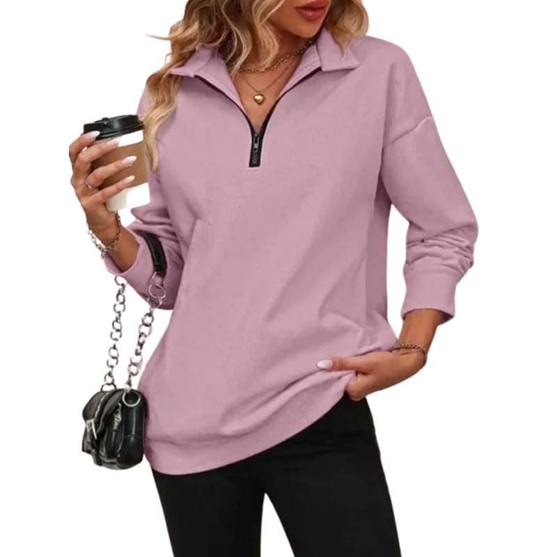 ⏰Hot Sale-Womens Zip-Up Dropped Shoulder Sweatshirt