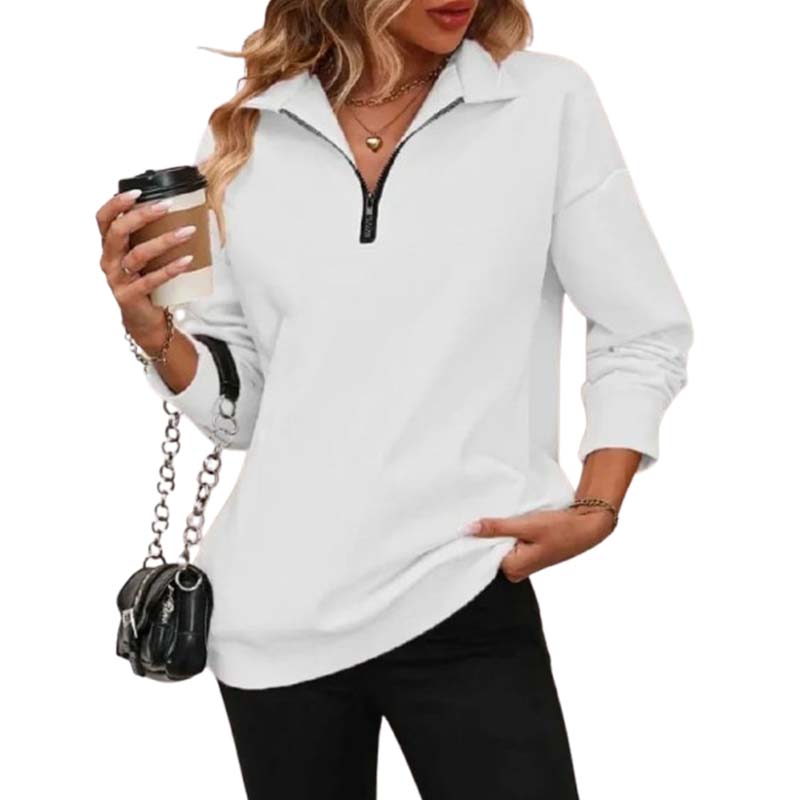 ⏰Hot Sale-Womens Zip-Up Dropped Shoulder Sweatshirt