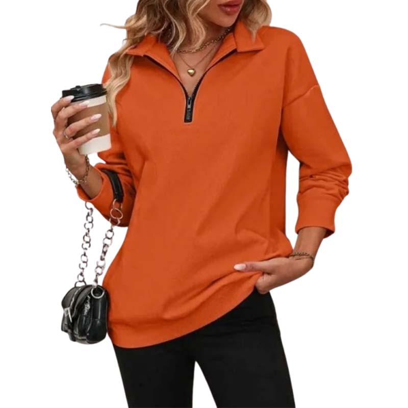 ⏰Hot Sale-Womens Zip-Up Dropped Shoulder Sweatshirt