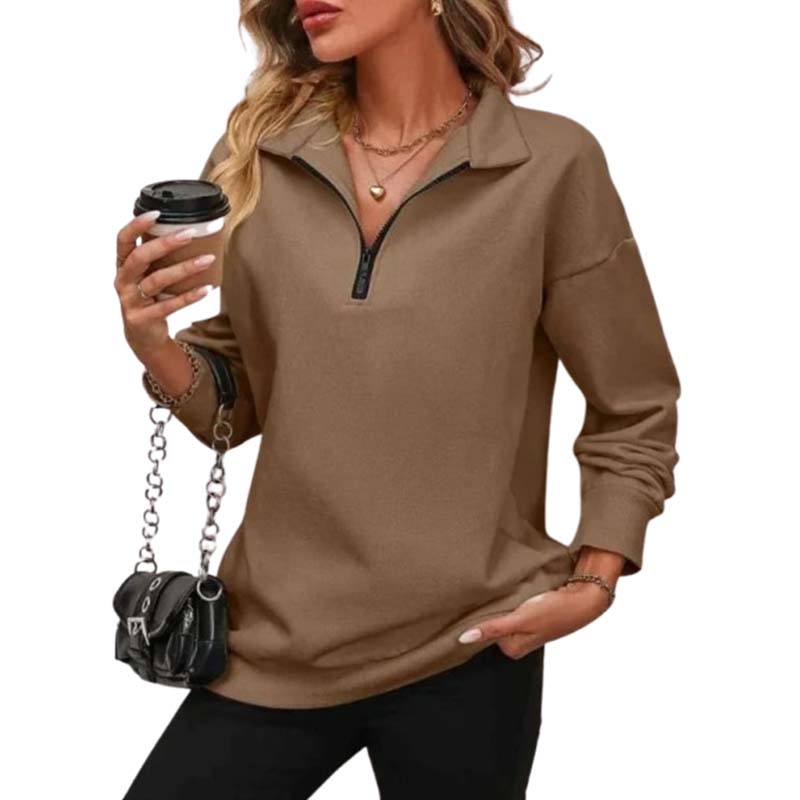 ⏰Hot Sale-Womens Zip-Up Dropped Shoulder Sweatshirt