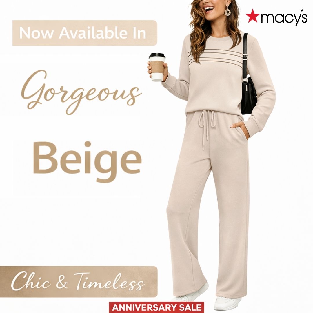Macy’s Anniversary Sale 55% OFF ✨ Women’s Crew Neck Lounge Set - Soft Cotton Top & Drawstring Pants
