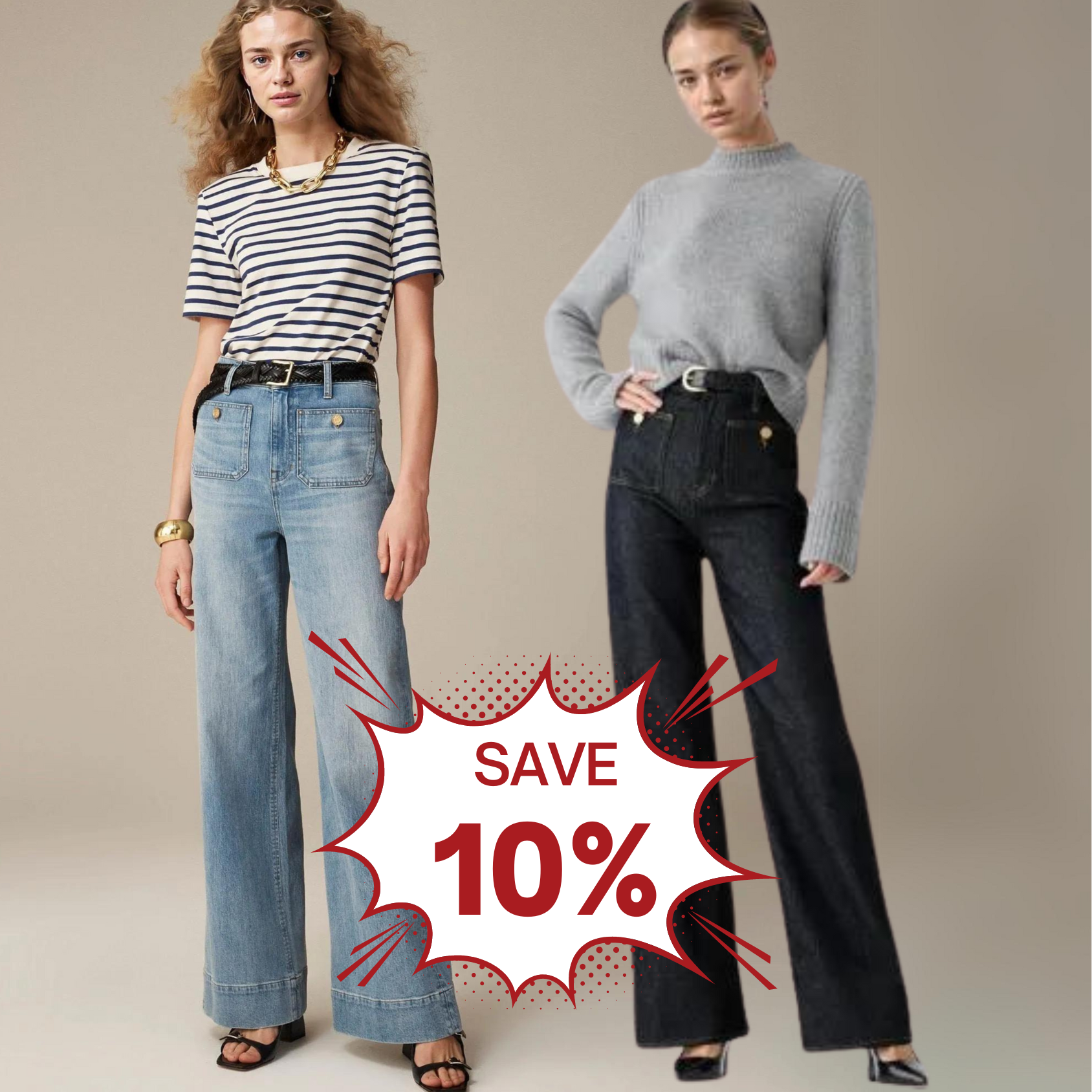 🎉LAST DAY 49% OFF👖Tummy Control Sailor Wide Leg Trouser