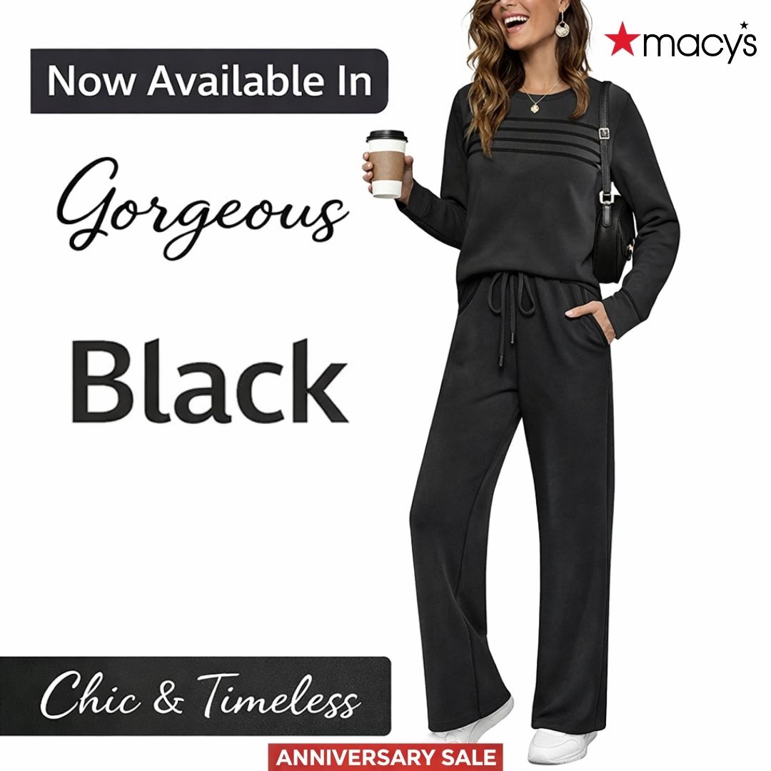 Macy’s Anniversary Sale 55% OFF ✨ Women’s Crew Neck Lounge Set - Soft Cotton Top & Drawstring Pants