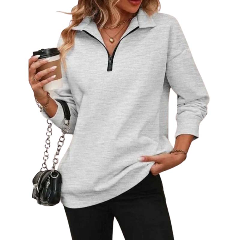 ⏰Hot Sale-Womens Zip-Up Dropped Shoulder Sweatshirt