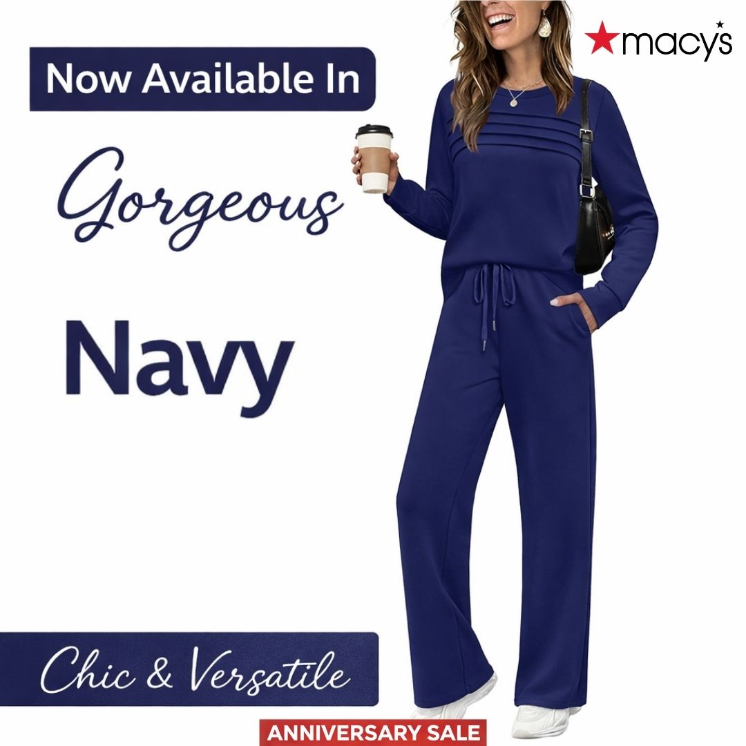 Macy’s Anniversary Sale 55% OFF ✨ Women’s Crew Neck Lounge Set - Soft Cotton Top & Drawstring Pants