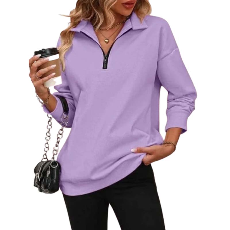 ⏰Hot Sale-Womens Zip-Up Dropped Shoulder Sweatshirt