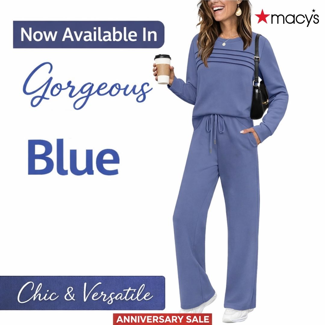 Macy’s Anniversary Sale 55% OFF ✨ Women’s Crew Neck Lounge Set - Soft Cotton Top & Drawstring Pants