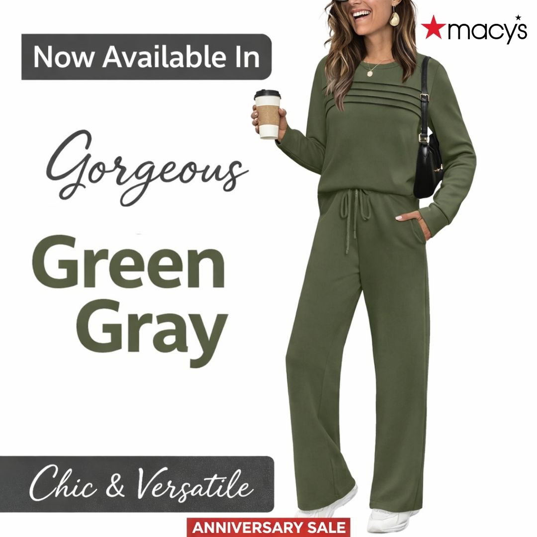 Macy’s Anniversary Sale 55% OFF ✨ Women’s Crew Neck Lounge Set - Soft Cotton Top & Drawstring Pants