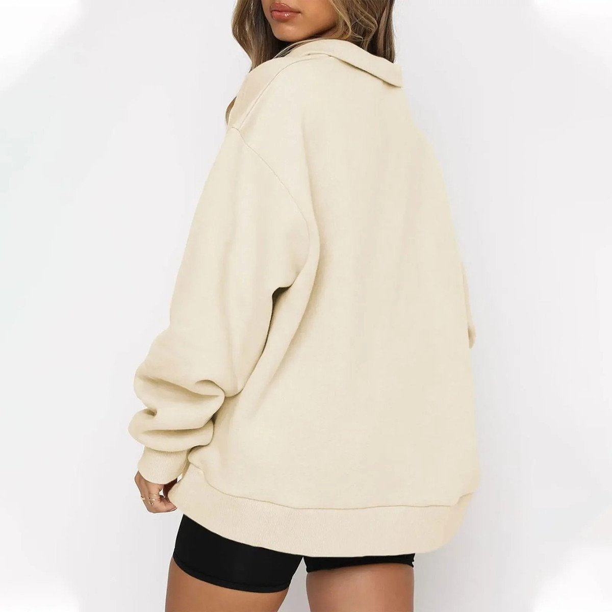 ⏰Hot Sale-Womens Zip-Up Dropped Shoulder Sweatshirt