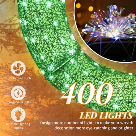 🎄✨ Exclusive Sparkle-Now Pre-Sale! 🎀 Pre-Lit Luxury Large Christmas Wreath – Perfect for Outdoor Elegance