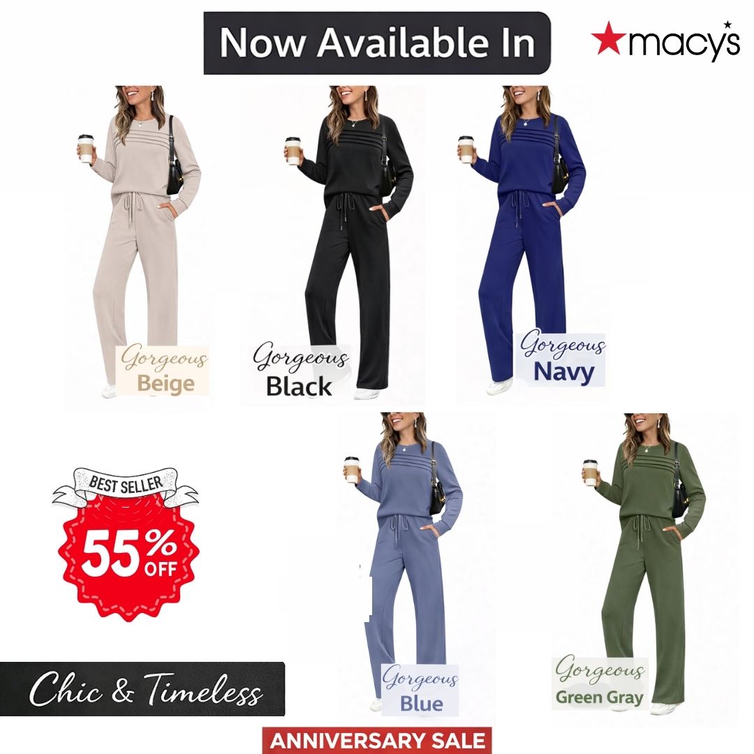 Macy’s Anniversary Sale 55% OFF ✨ Women’s Crew Neck Lounge Set - Soft Cotton Top & Drawstring Pants