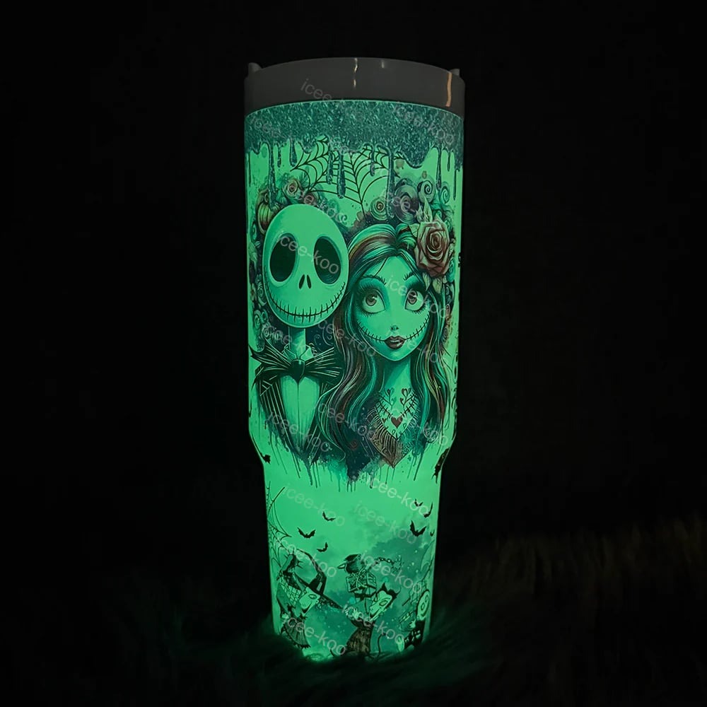 💥 2025 MEGA SALE OFF ️🔥 Glow-in-the-dark Sally x Jack Skellington 40oz Tumbler 💀