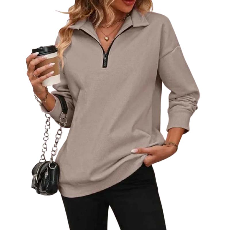 ⏰Hot Sale-Womens Zip-Up Dropped Shoulder Sweatshirt