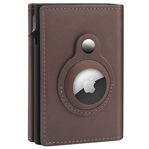 ✨TO DAY 49% OFF✨AirTag Wallet for Men - with Pop Up Aluminum Case Money Clip Slim Leather Slots Credit Card Holder RFID Blocking Bifold Minimalist Wallet