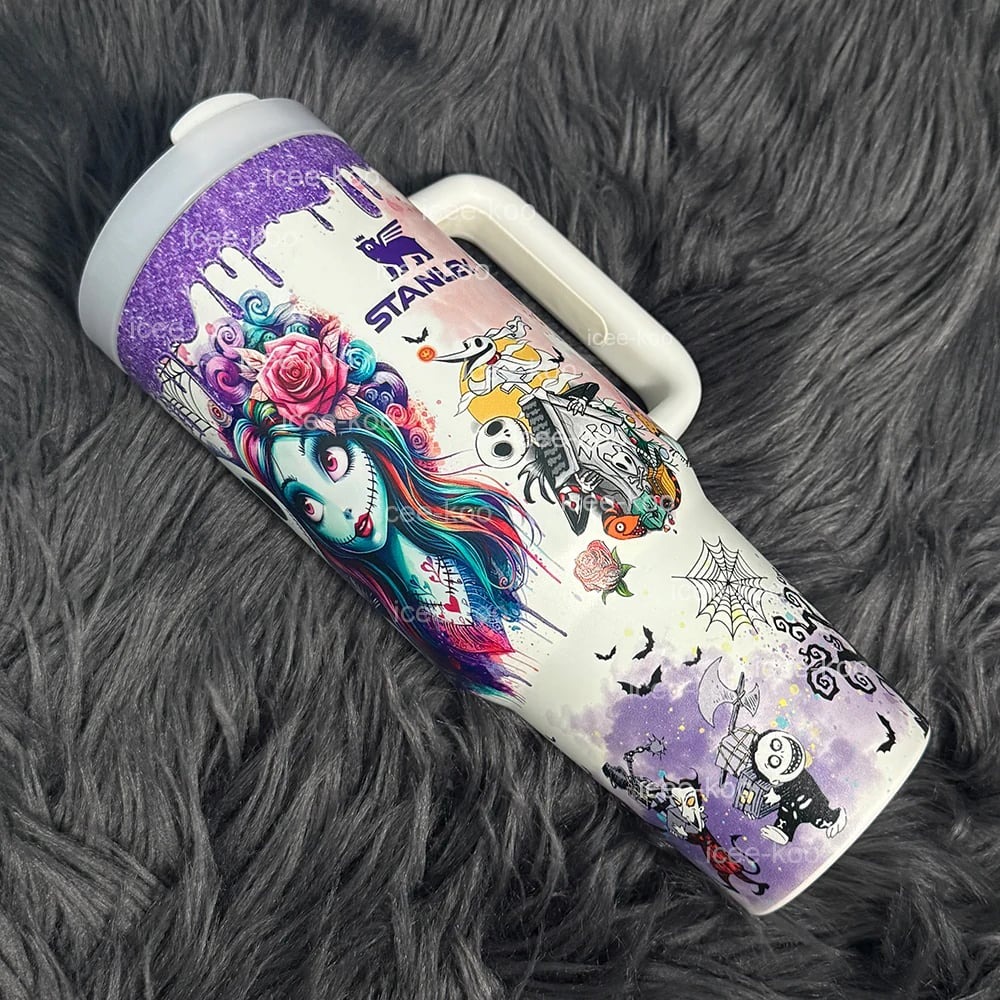 💥 2025 MEGA SALE OFF ️🔥 Glow-in-the-dark Sally x Jack Skellington 40oz Tumbler 💀