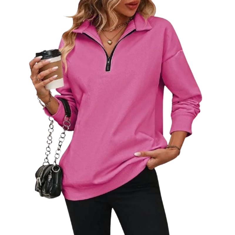 ⏰Hot Sale-Womens Zip-Up Dropped Shoulder Sweatshirt