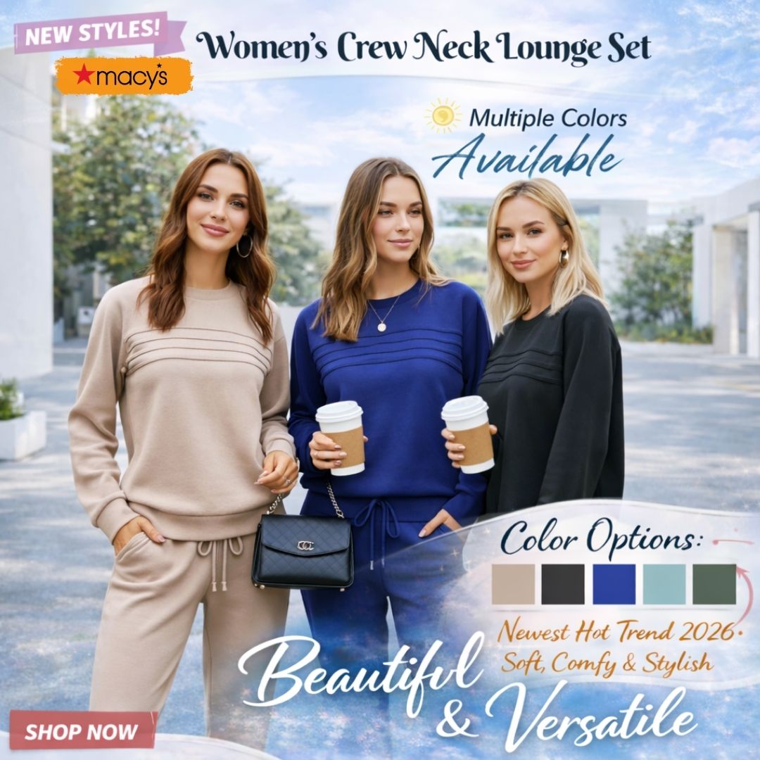 Macy’s Anniversary Sale 55% OFF ✨ Women’s Crew Neck Lounge Set - Soft Cotton Top & Drawstring Pants