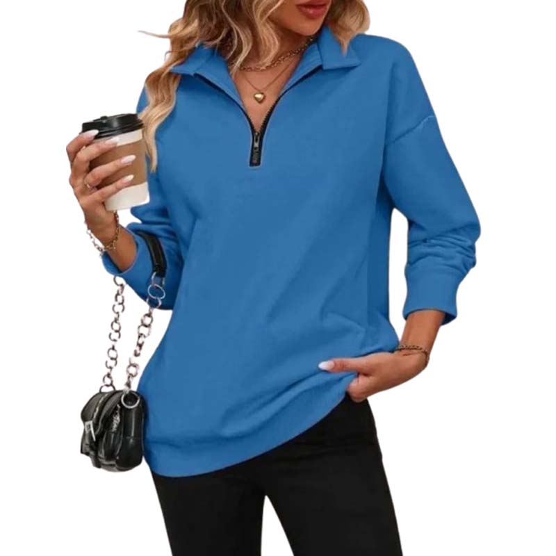 ⏰Hot Sale-Womens Zip-Up Dropped Shoulder Sweatshirt