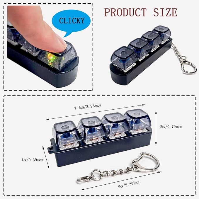 2PCS Keyboard Fidget Toy with LED Light 💝 4 in 1 Mechanical Fidget Keyboard for Release Stress
