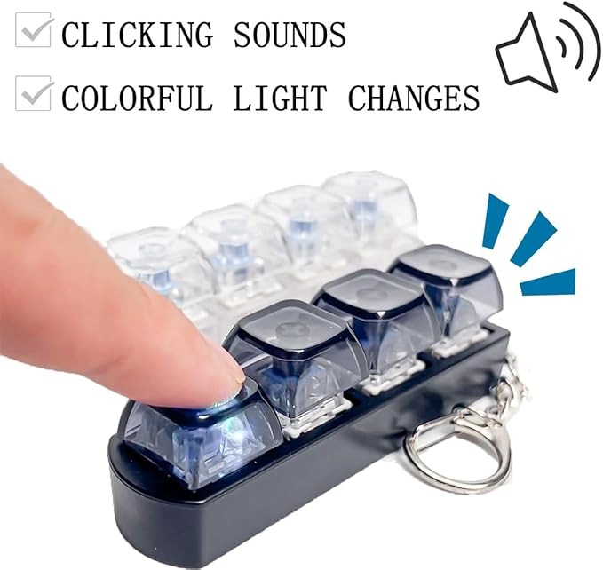 2PCS Keyboard Fidget Toy with LED Light 💝 4 in 1 Mechanical Fidget Keyboard for Release Stress