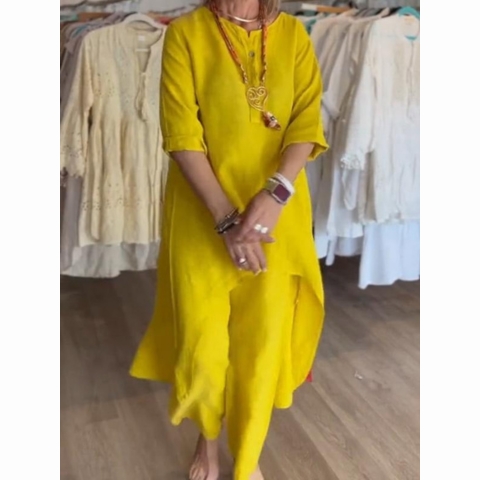 💕Women's Solid Color Linen Casual Suit