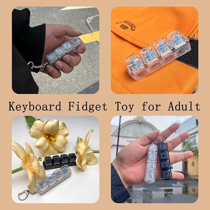 2PCS Keyboard Fidget Toy with LED Light 💝 4 in 1 Mechanical Fidget Keyboard for Release Stress