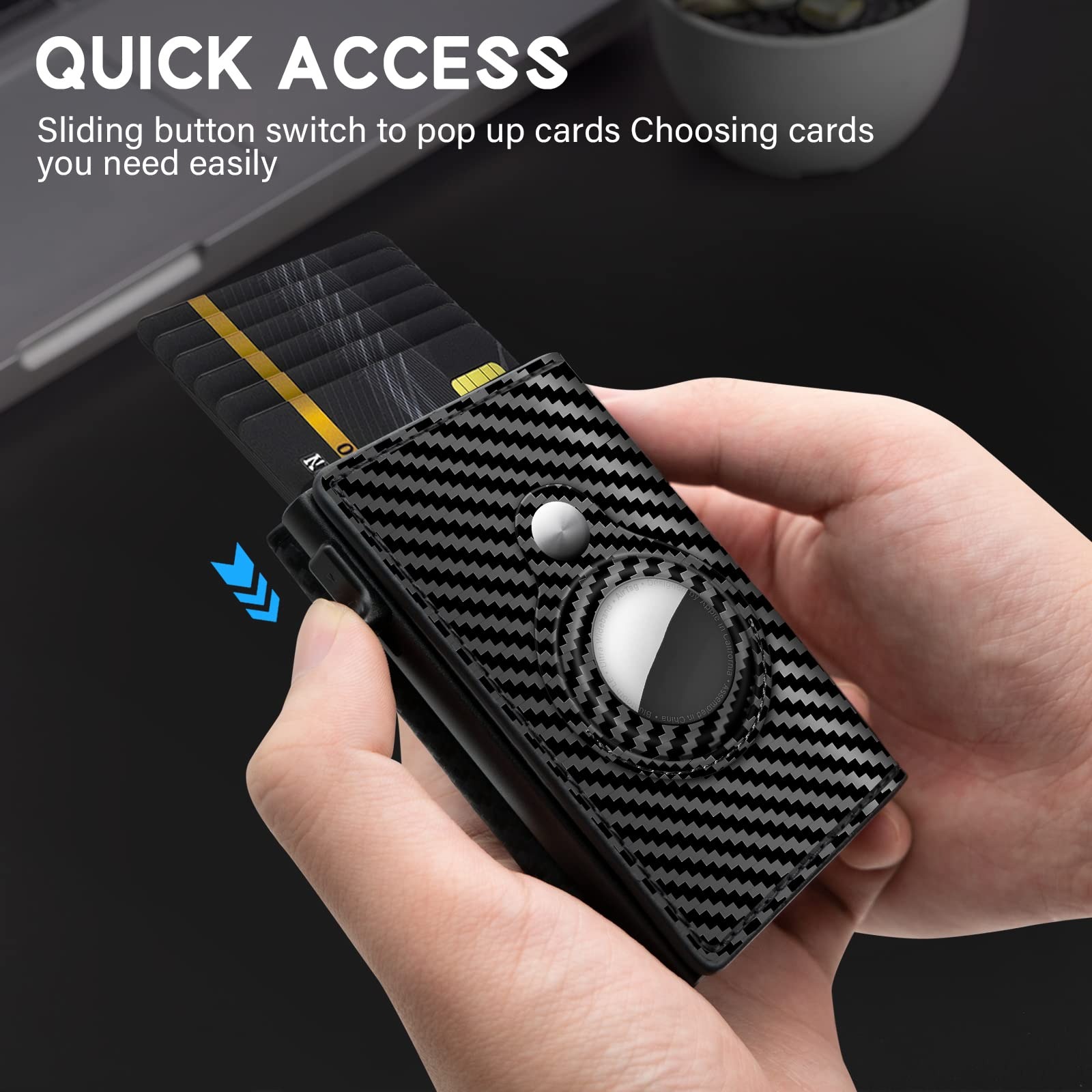 ✨TO DAY 49% OFF✨AirTag Wallet for Men - with Pop Up Aluminum Case Money Clip Slim Leather Slots Credit Card Holder RFID Blocking Bifold Minimalist Wallet