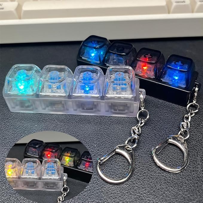 2PCS Keyboard Fidget Toy with LED Light 💝 4 in 1 Mechanical Fidget Keyboard for Release Stress