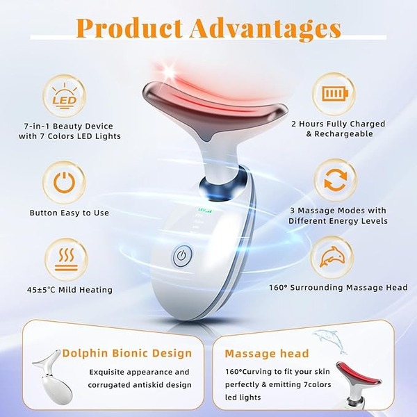 Face Lift 7 Colors Neck Beauty Neck Device Slim Massager Facial Lifting Tightening Face Wrinkle Remover Face Care Beauty Machine