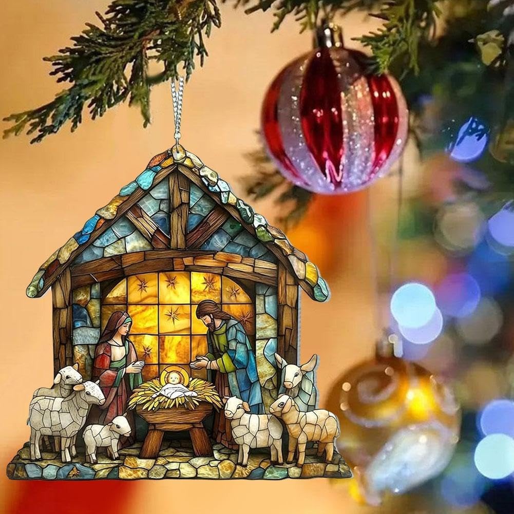 🎄2025 Christmas Home Decor-Nativity Jesus Christ Decoration Suncatcher
