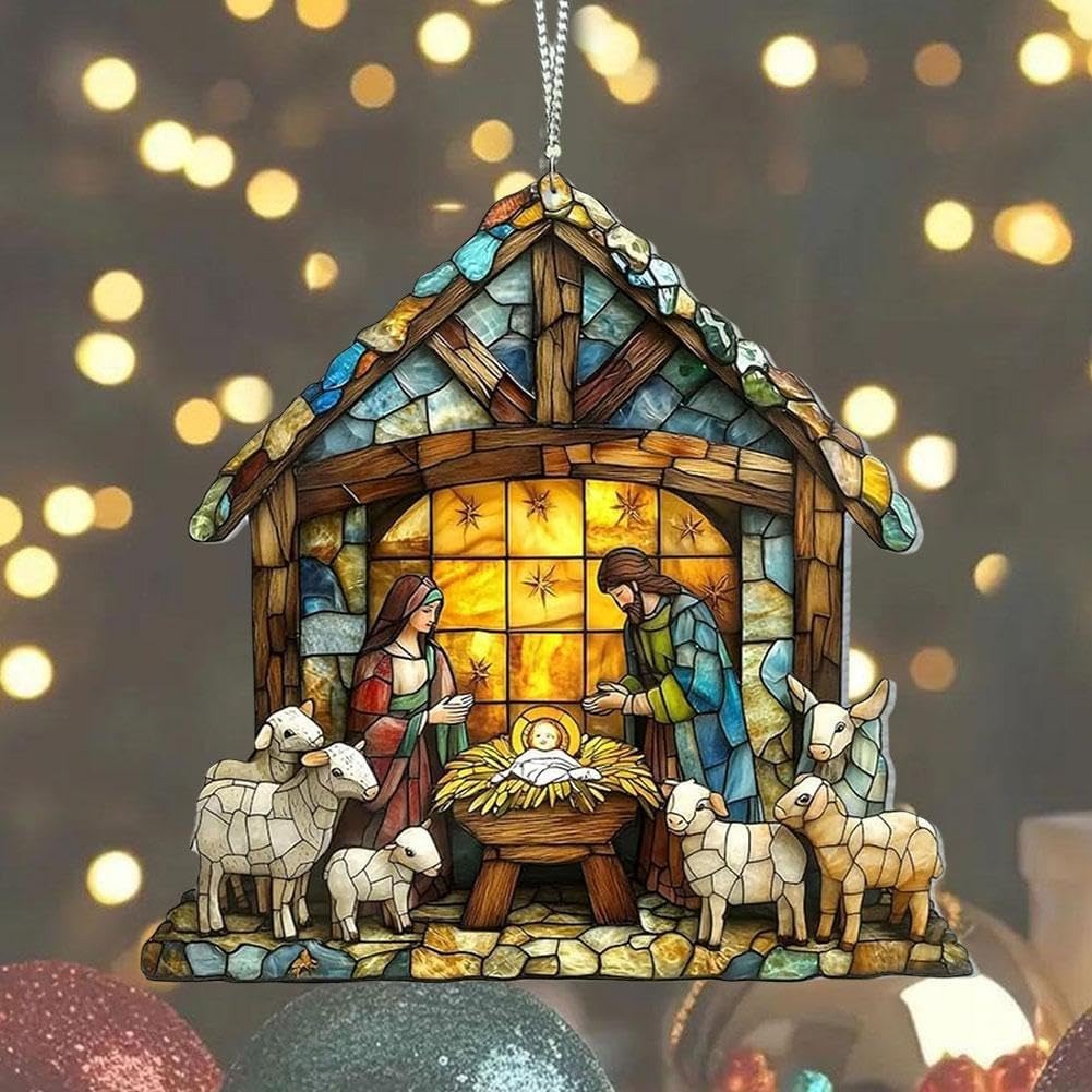 🎄2025 Christmas Home Decor-Nativity Jesus Christ Decoration Suncatcher