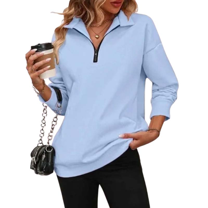 ⏰Hot Sale-Womens Zip-Up Dropped Shoulder Sweatshirt