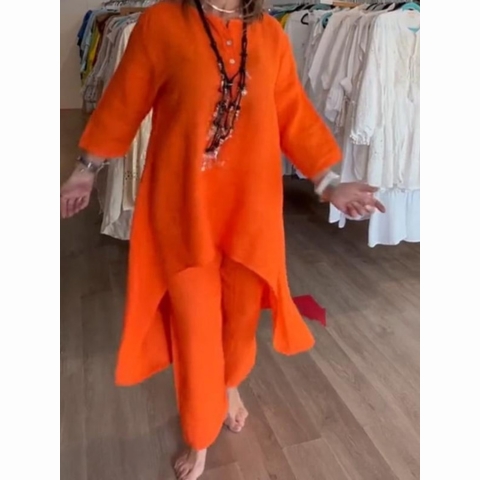💕Women's Solid Color Linen Casual Suit