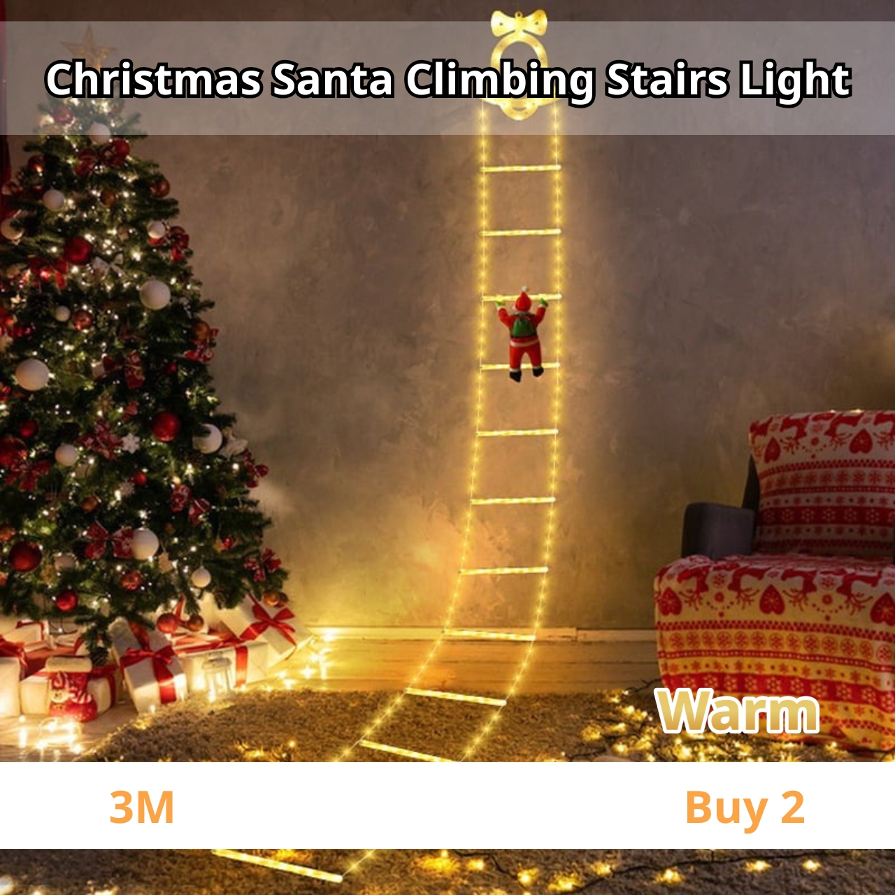 🎄2025 Christmas Sales🎅2025 Christmas Santa Climbing Stairs Light