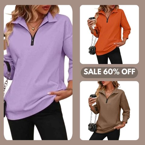 ⏰Hot Sale-Womens Zip-Up Dropped Shoulder Sweatshirt