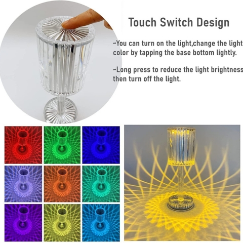 Crystal Diamond Table Lamp with Touch Control