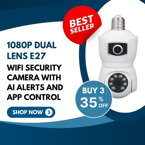 1080P Dual Lens E27 WiFi Security Camera with AI Alerts and App Control